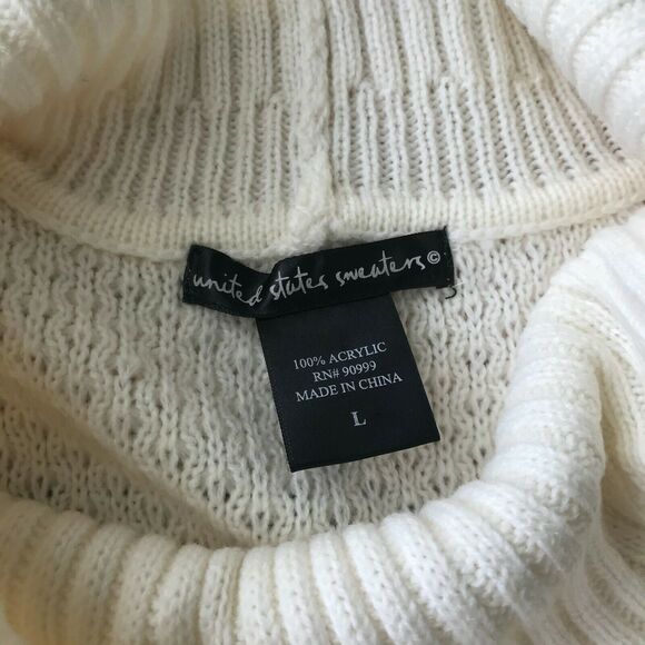 United States Sweaters Cream Knit Mock Neck Short Sleeve Women's Size Large - Picture 5 of 8